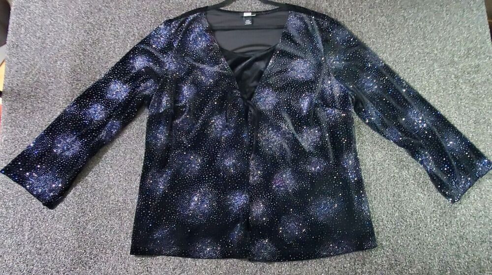 Studio 1940 Jacket w/Camisole Women's 26/28W Black Velvet Glitter Formal Party